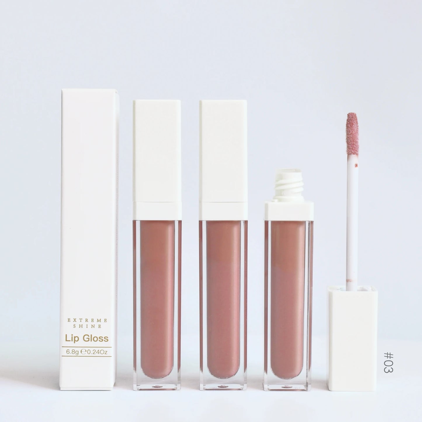 Custom logo nude vegan shimmer lipgloss private label lip gloss