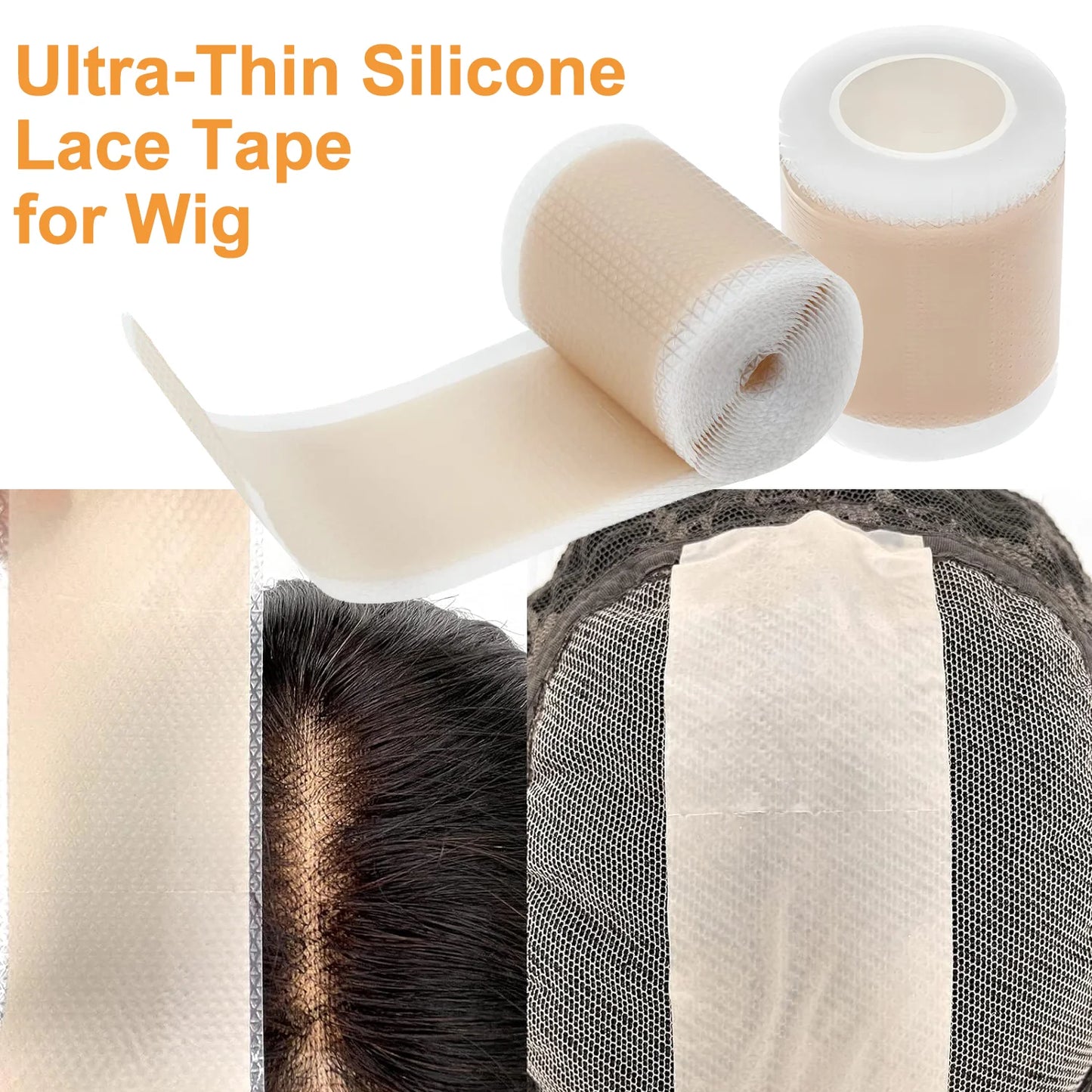 Ultra-Thin Silicone Lace Tape for Wig 4cm x 150cm Non-Slip Lace Wig Grids Silicone Tape Breathable Knots Healer Lace Wig Grip