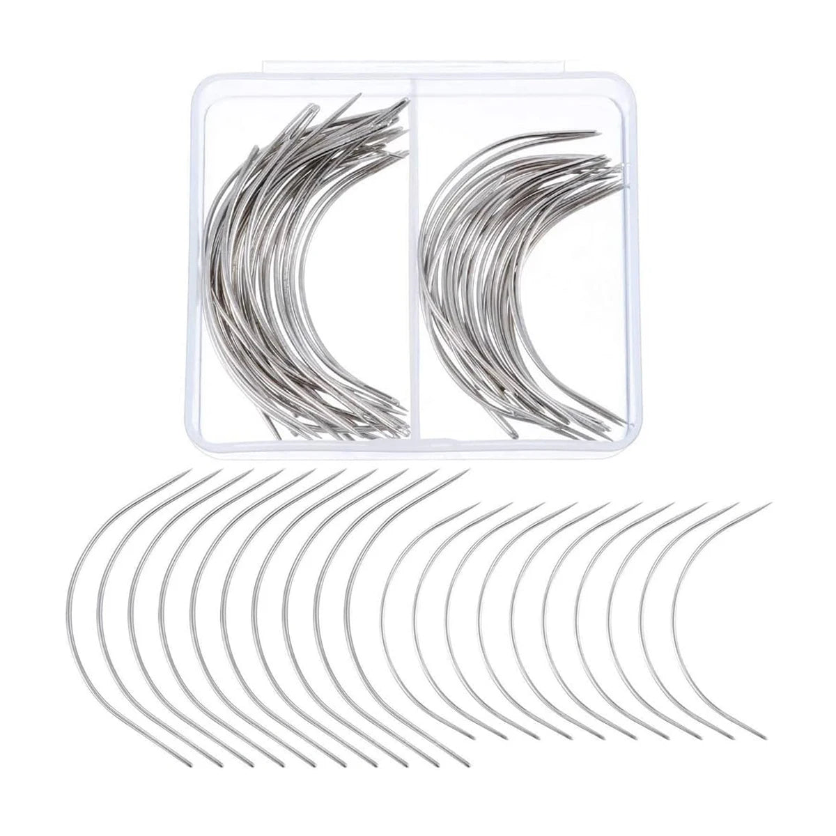 1Box 50 pieces C Curved Wig Making Pins Needles Set For Secure Hair Weaving Wig Making Blocking Knitting Tools