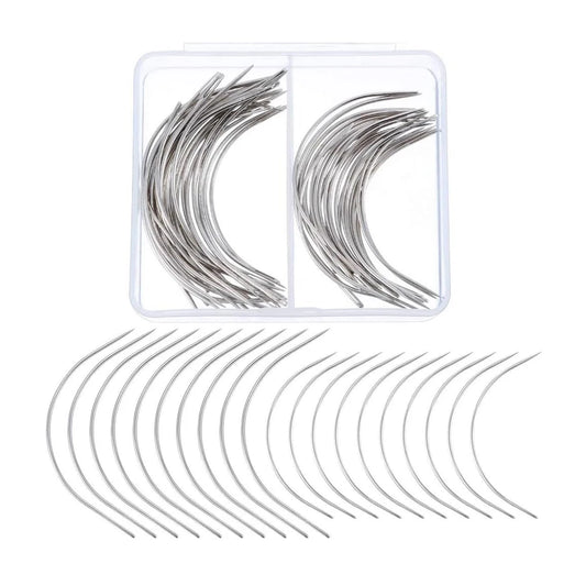 1Box 50 pieces C Curved Wig Making Pins Needles Set For Secure Hair Weaving Wig Making Blocking Knitting Tools