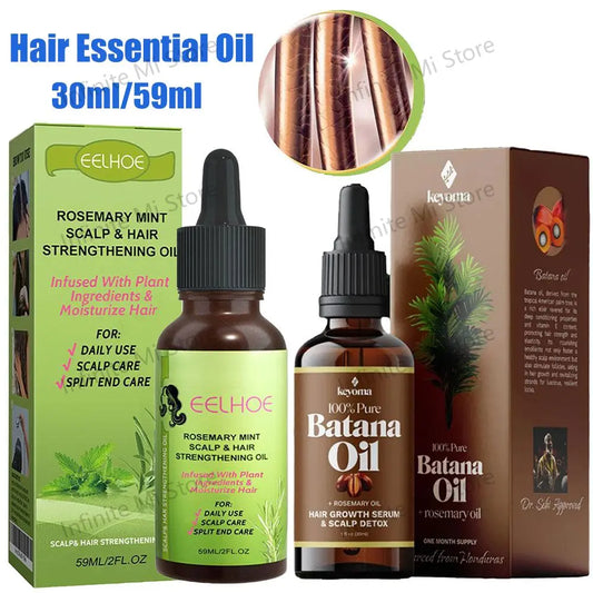 30ml/59ml Batana Rosemary Mint Scalp Hair Strengthening Oil Biotin Essential Oils Nourishing Treatment Split Ends Dry All Types